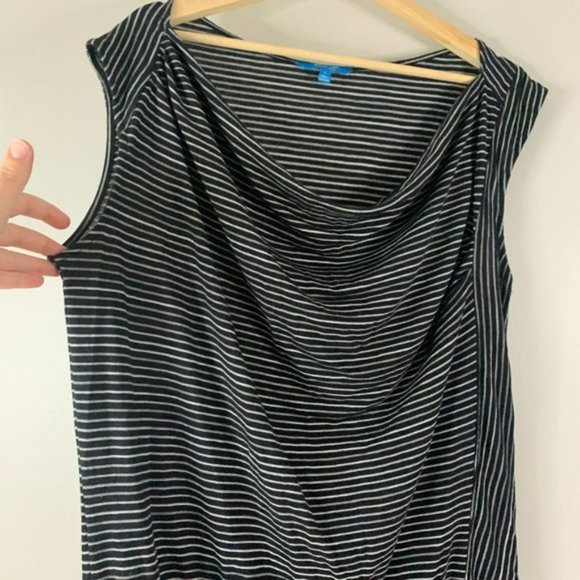 Derek Lam Design Nation Stretch Short Stripe Drop Waist Dress Large L Linen - Picture 4 of 13